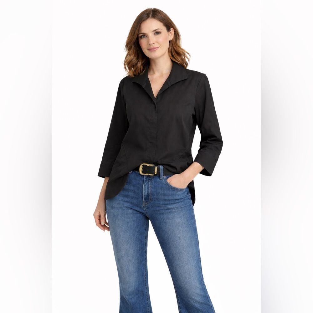 Lafayette 148 New York Black Button Down Shirt